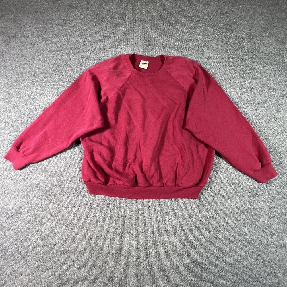 VTG Tultex Maximum Sweats Mens 3X Red Fleece Raglan Sweatshirt Made in USA